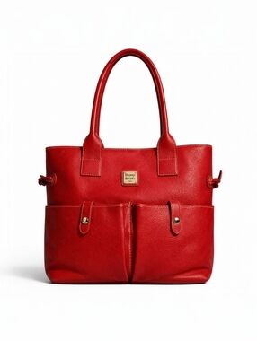 Dooney & Bourke Red Pebbled Leather June Tote Large Classic Shoulder Bag